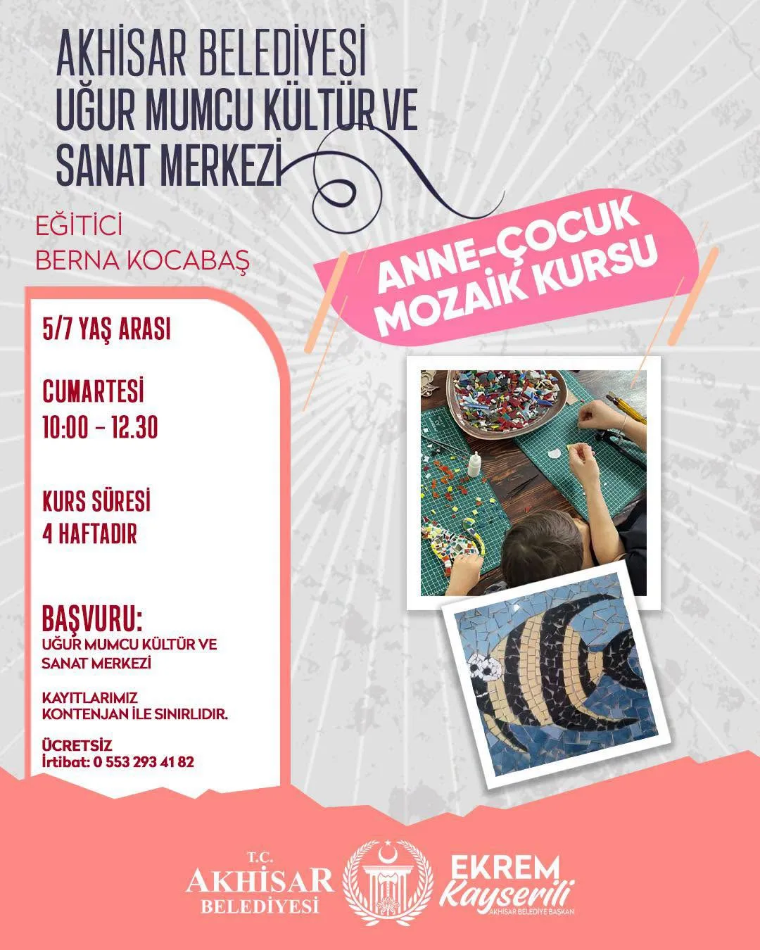 Akhisar'da anne-çocuk mozaik kursu...